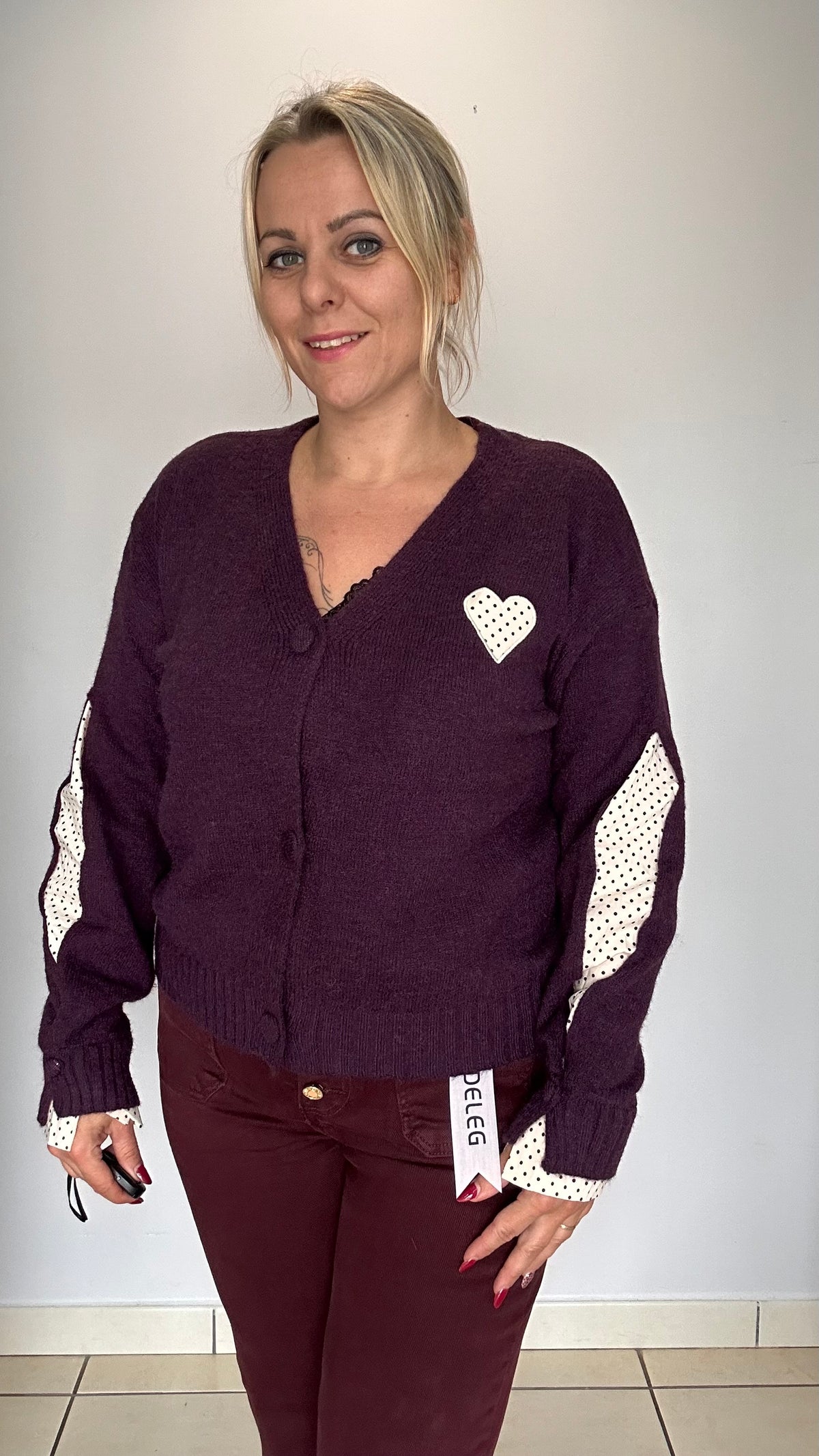 Gilet aubergine petit cœur 🤎