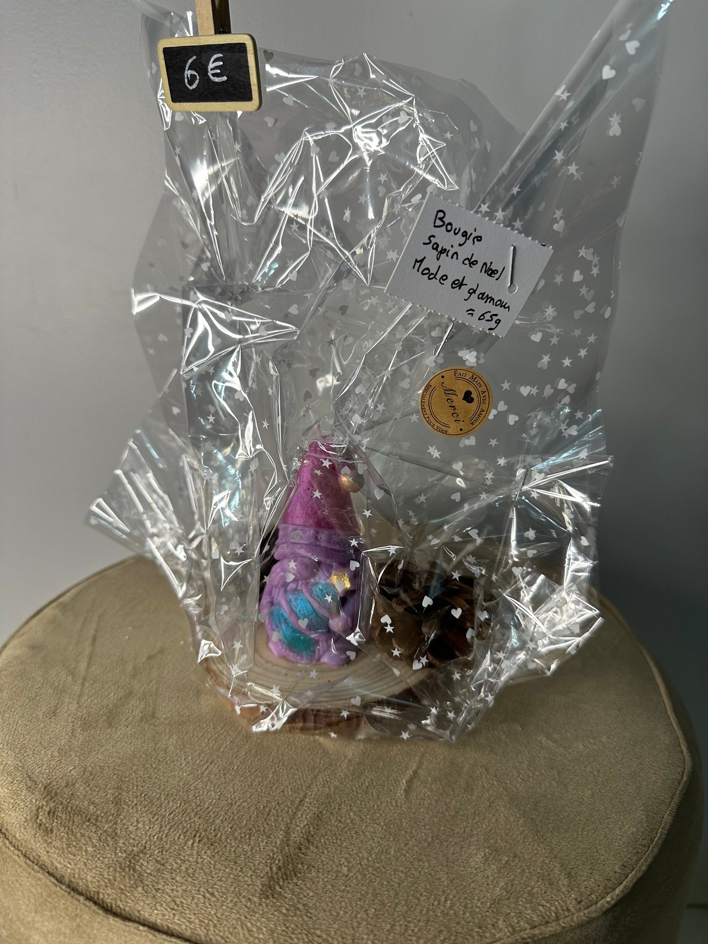 Bougie gnome parfum sapin de Noël