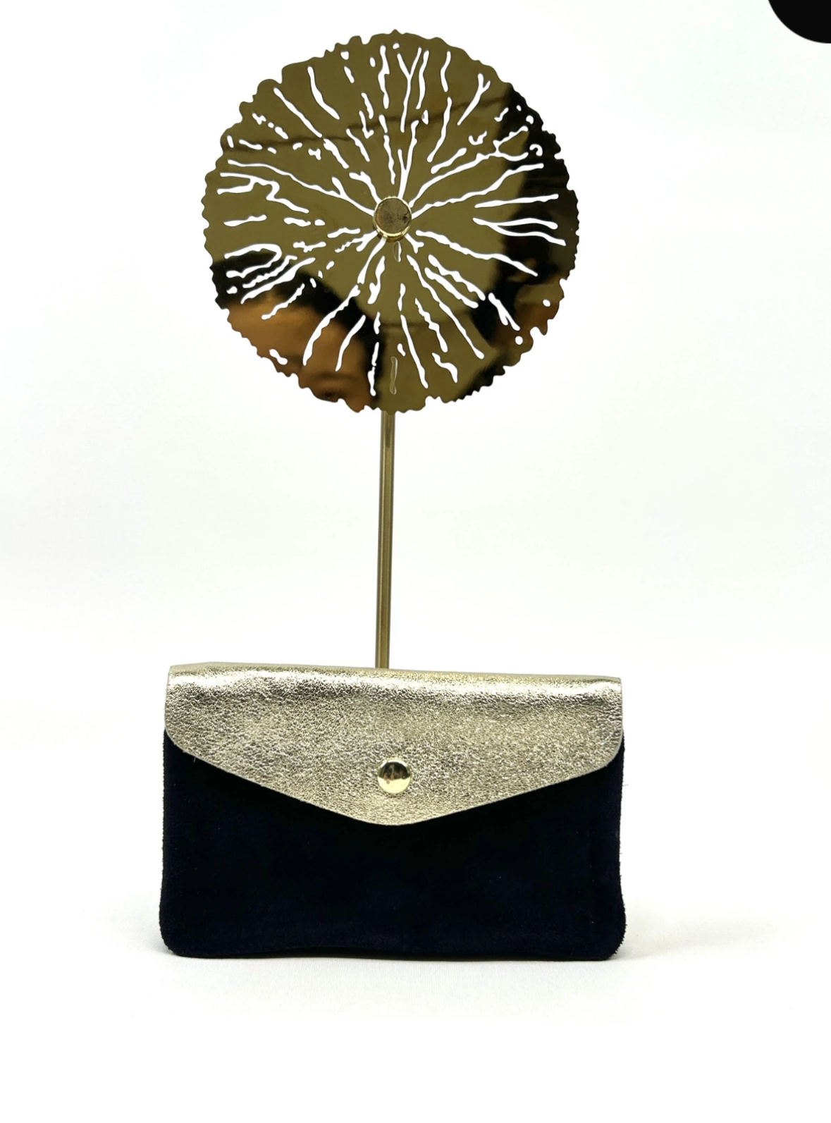 Porte monnaie bi matière cuir italien