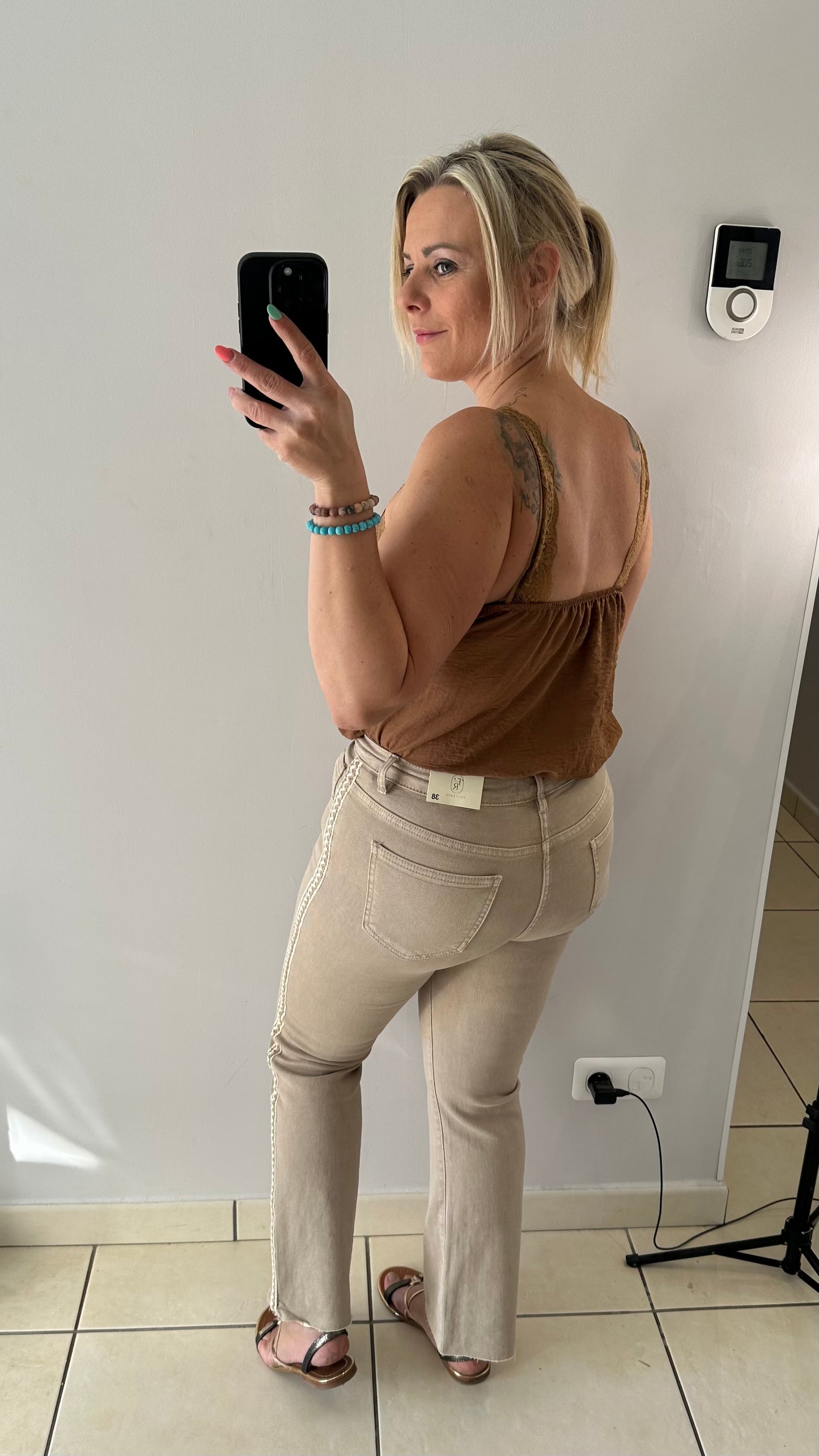 Jean flare beige