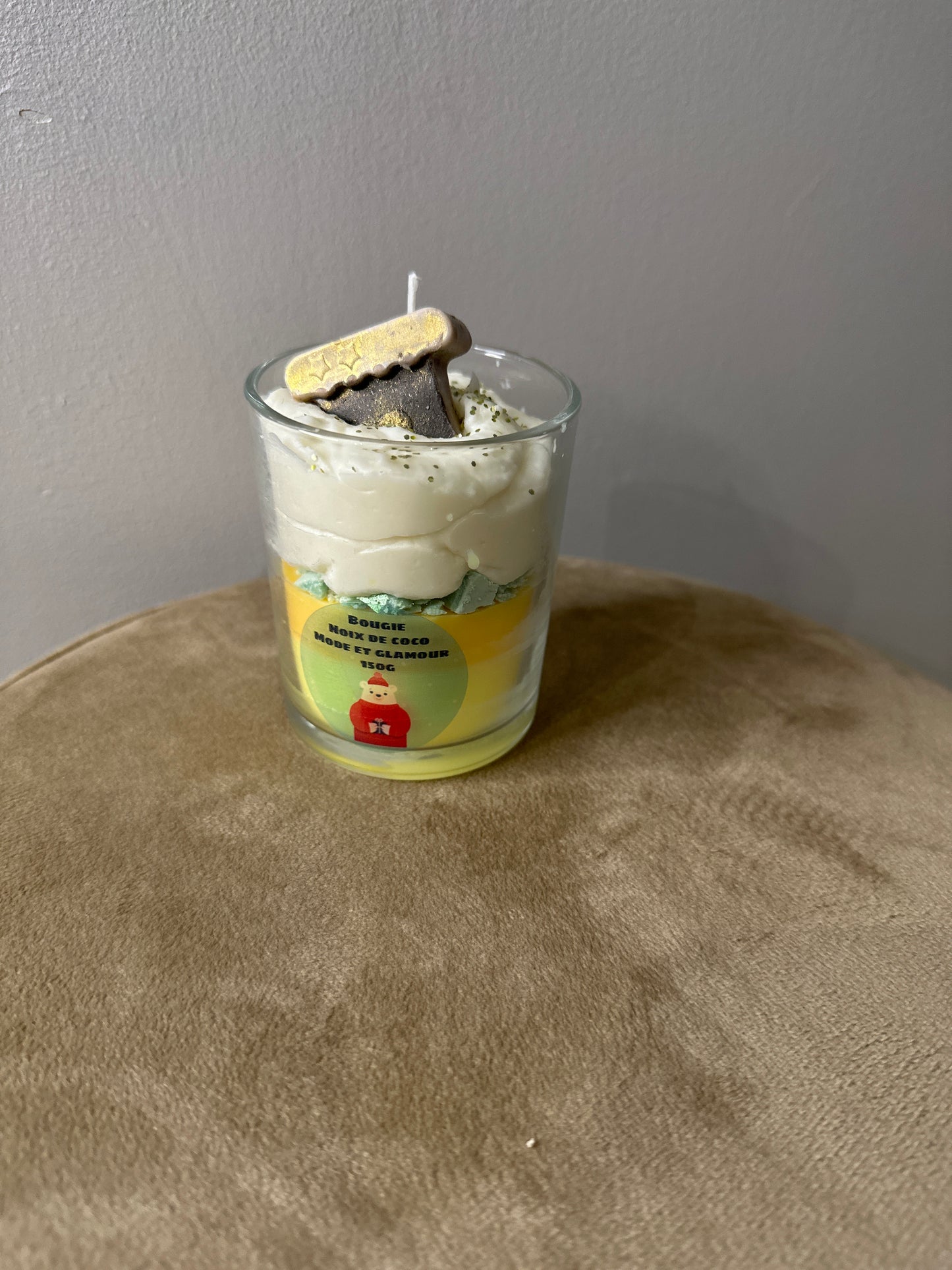 Bougie botte du père Noël parfum noix de coco