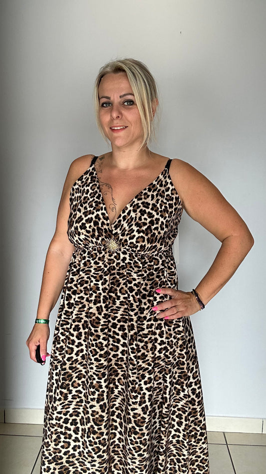 Robe longue léopard pleine de caractère
