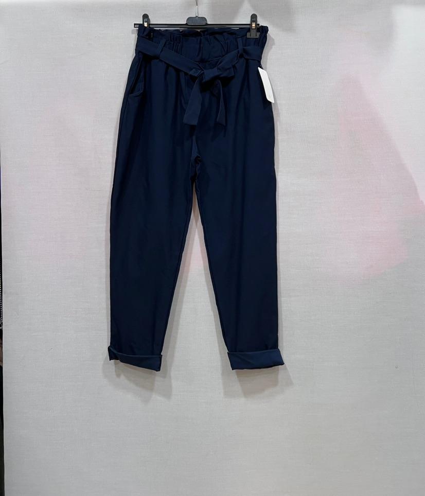Pantalon confort taille haute – bleu marine