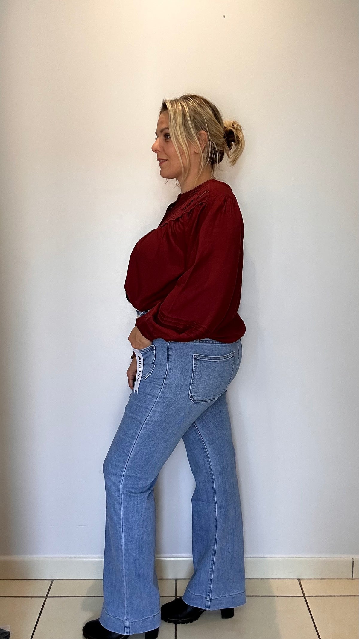 👖 Jean taille haute bleu clair