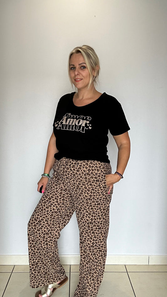 Nouveau pantalon large en velours côtelé léopard 🐆
