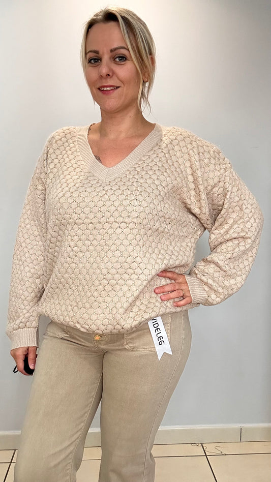Pull Lurex beige et doré ✨