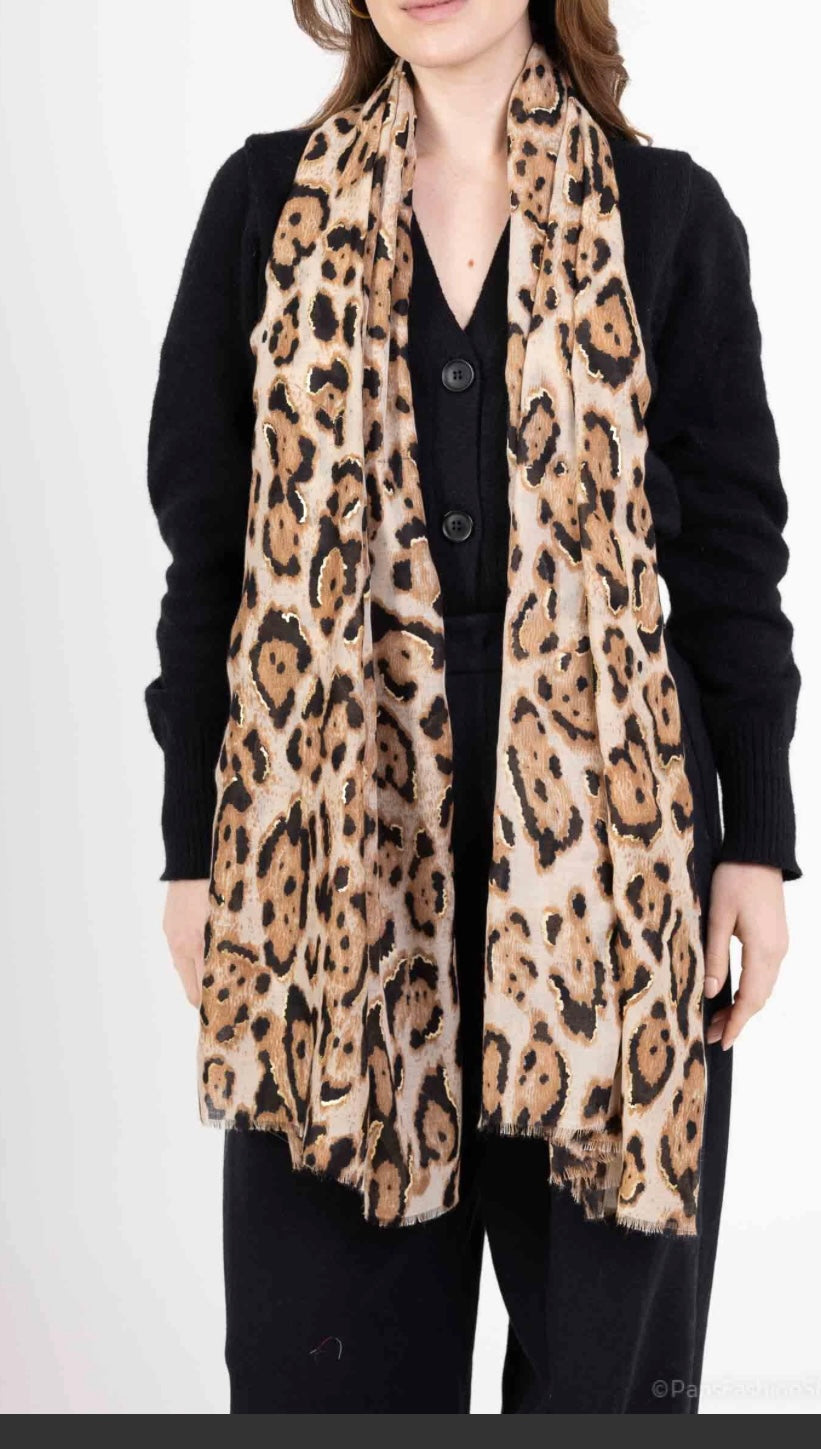 Echarpe imprimé léopard avec dorure