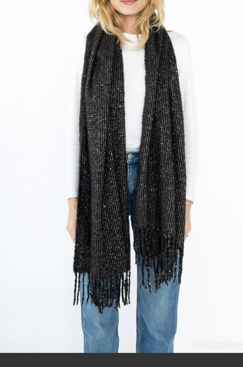 Echarpe hiver brillant avec franges
