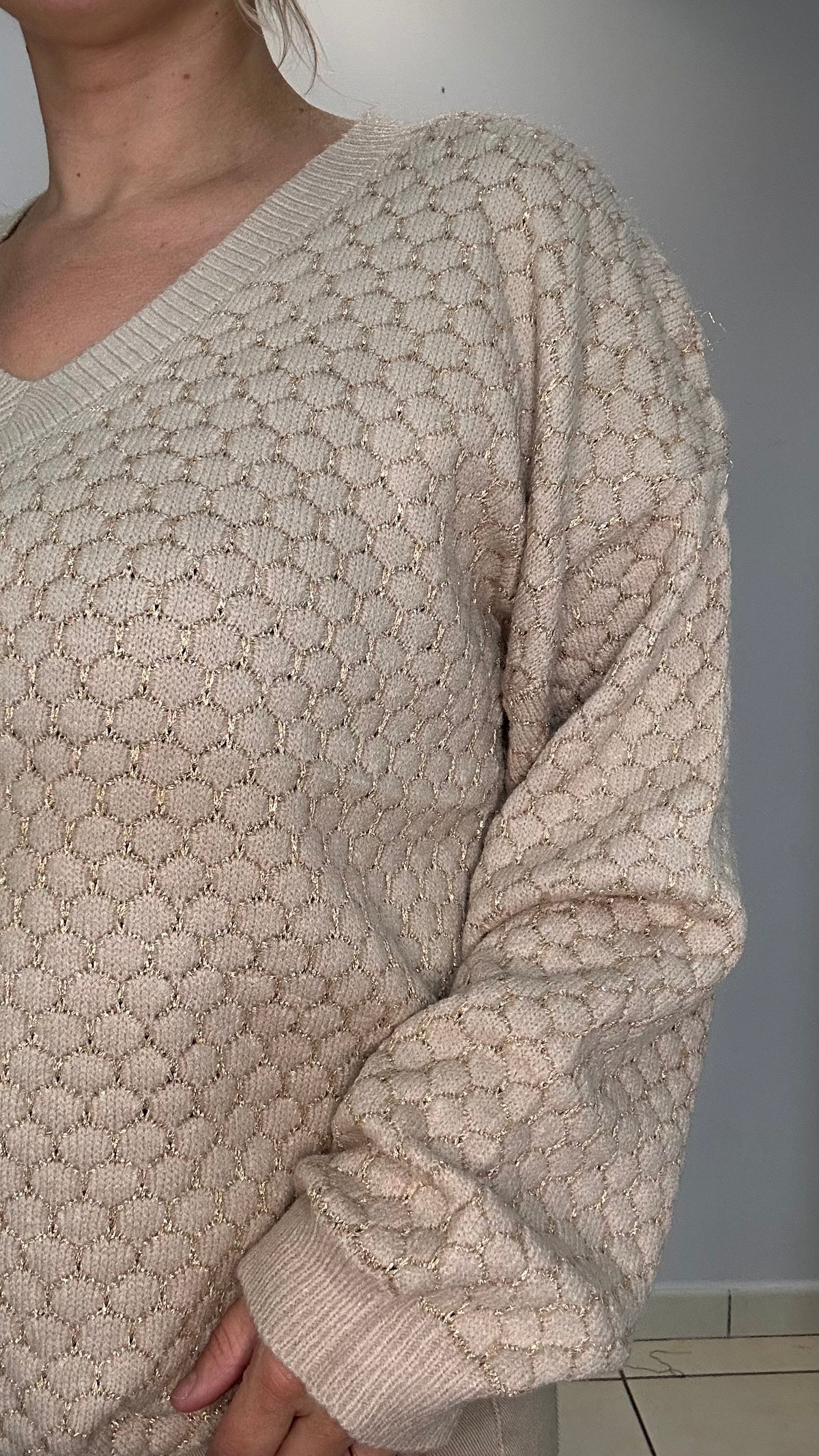 Pull Lurex beige et doré ✨