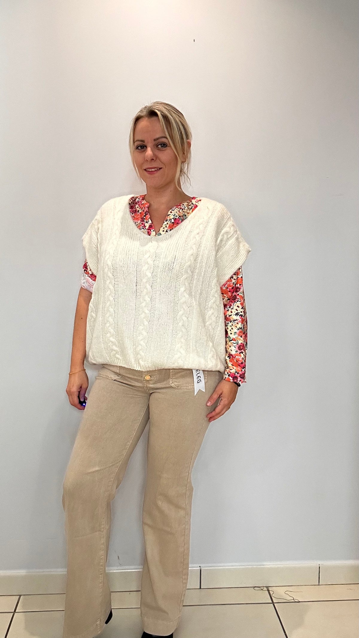 ✨ Le pull sans manches en maille tout doux