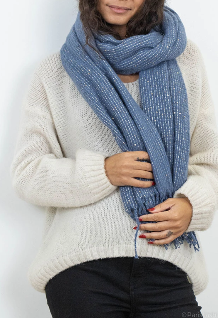 Echarpe hiver brillant avec franges