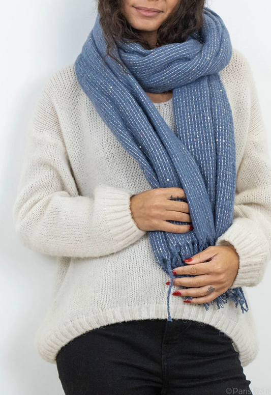Echarpe hiver brillant avec franges