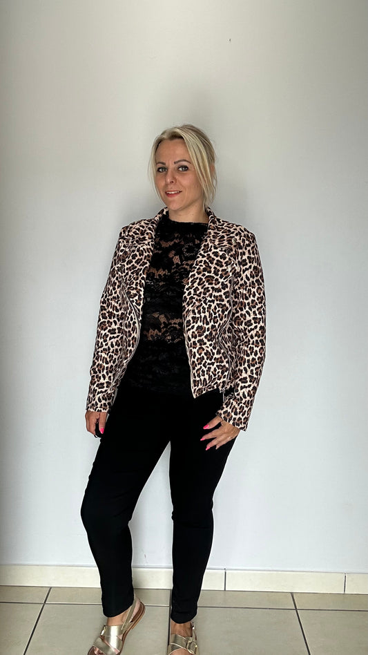 Veste suédine léopard