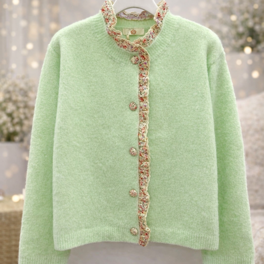 Gilet doux à finitions fleuries