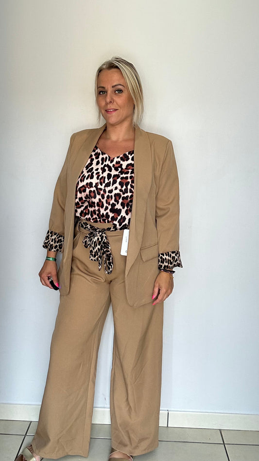 Pantalon épais ceinture léopard