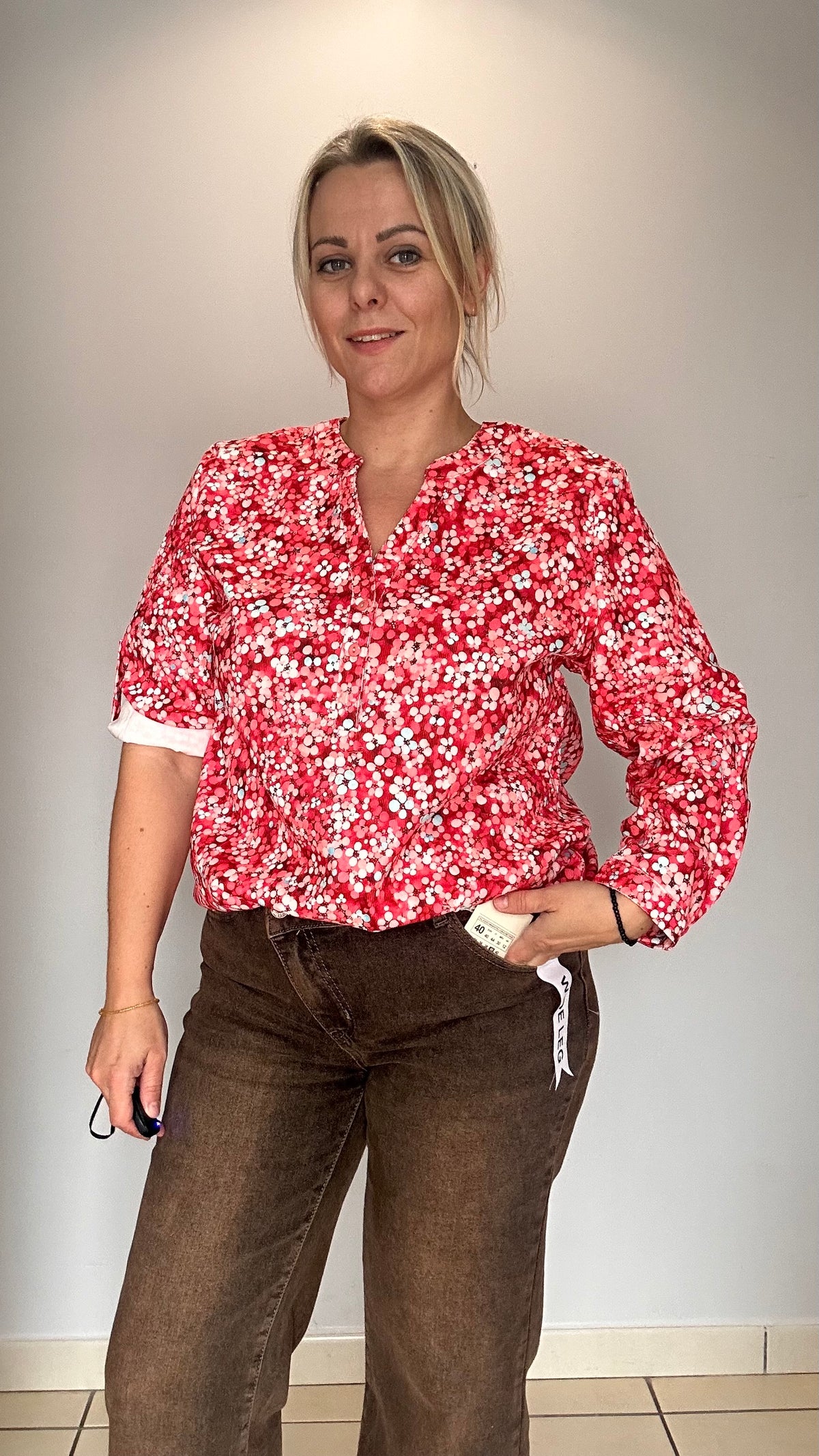 🤎 Blouse effet daim rouge