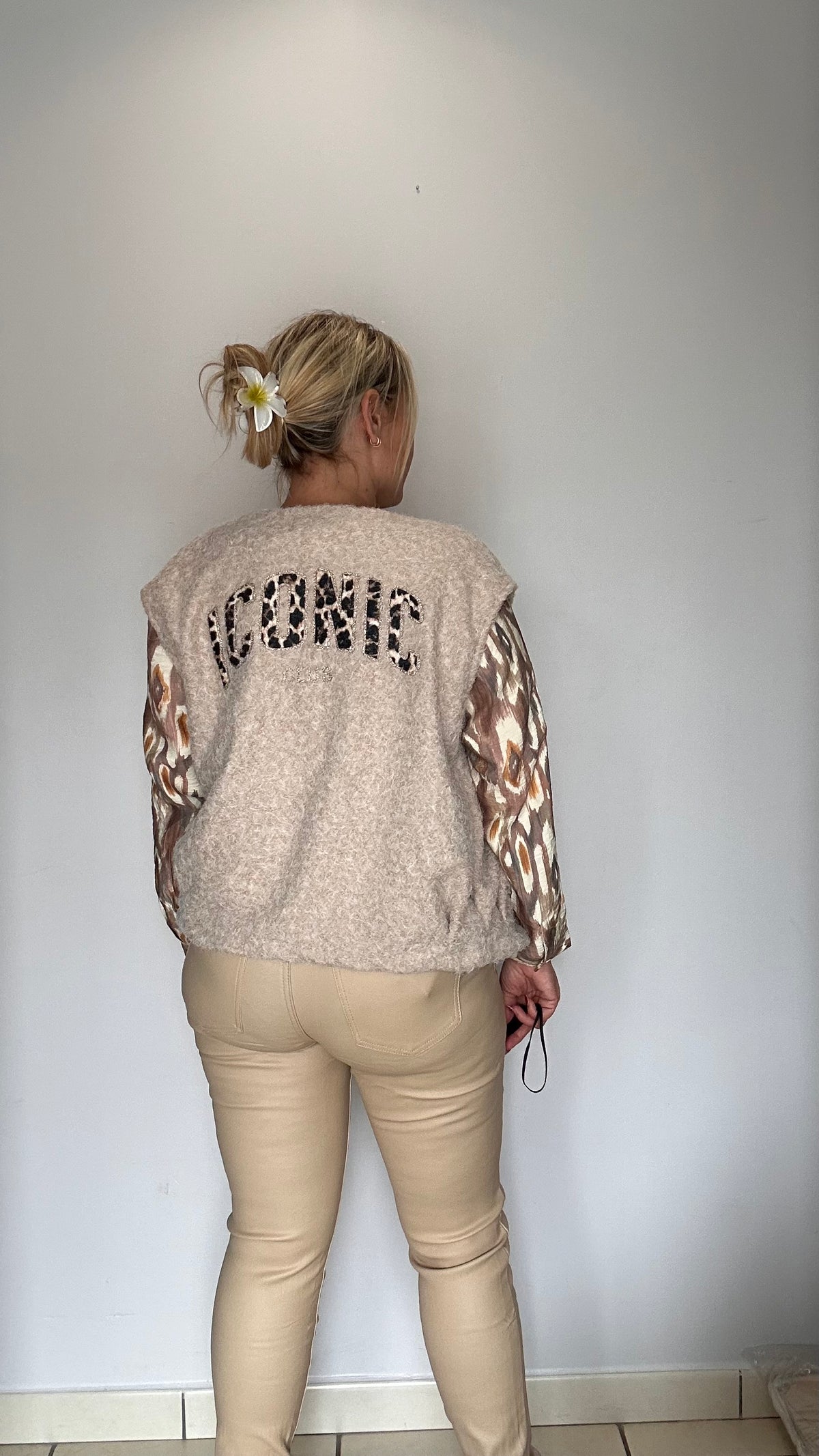 Pantalon huilé stretch beige