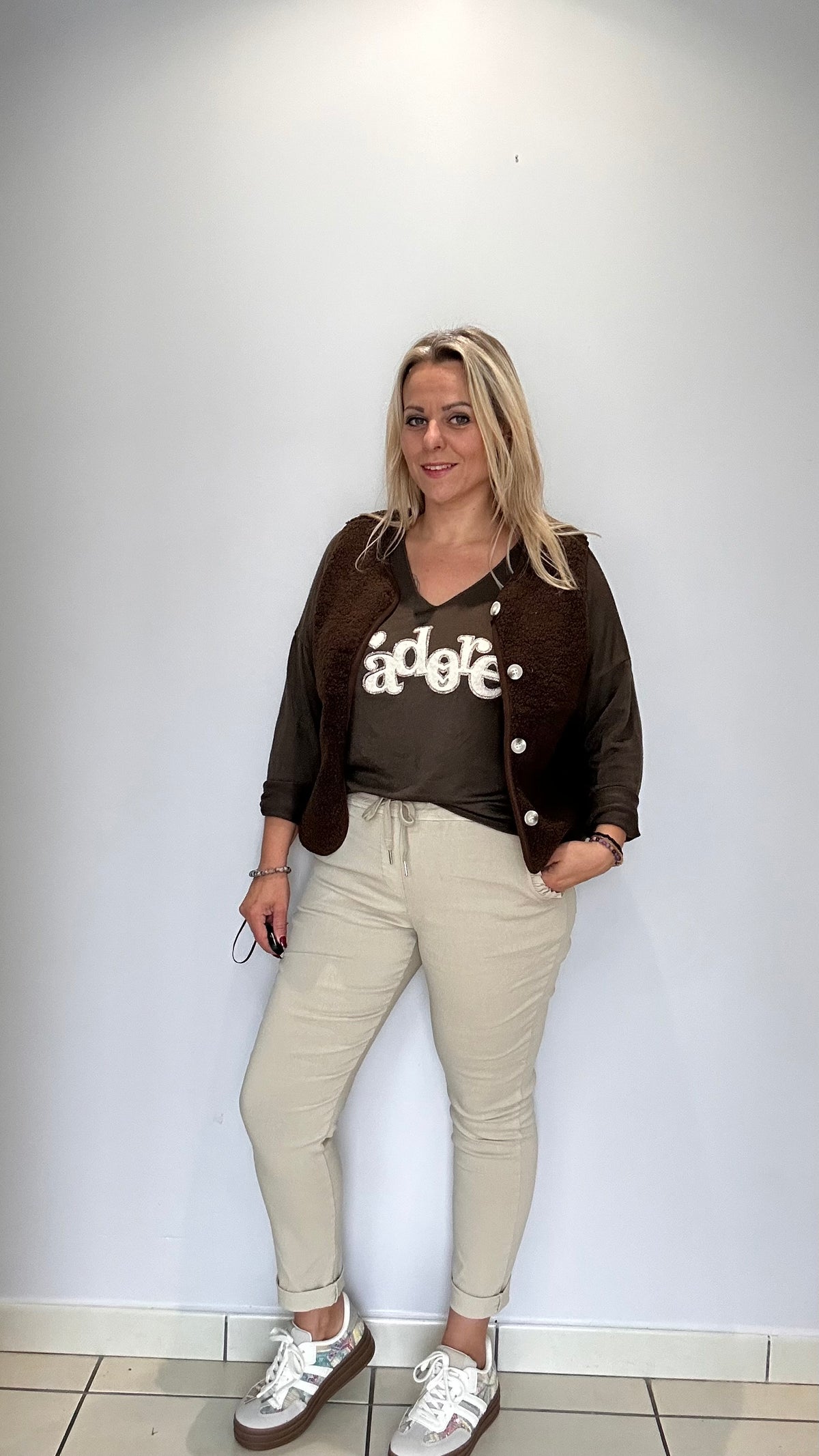 Pull fin imprimé « J’adore » 🤎