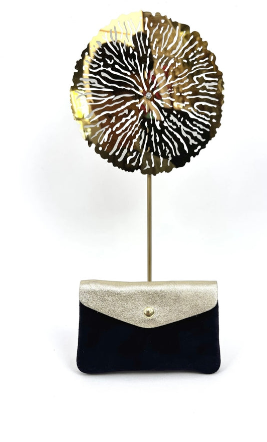 Porte monnaie bi matière cuir italien