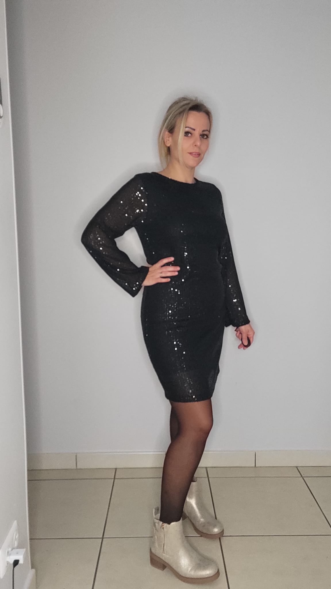 ROBE paillettes soiree NOIR