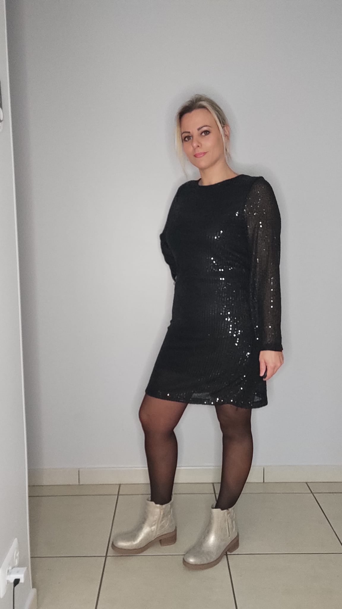 ROBE paillettes soiree NOIR