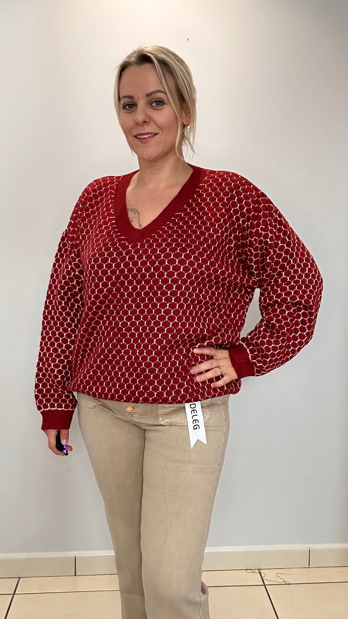 Pull Lurex rouge et doré ✨