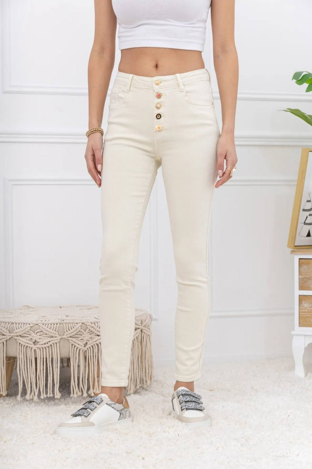 jean skinny beige