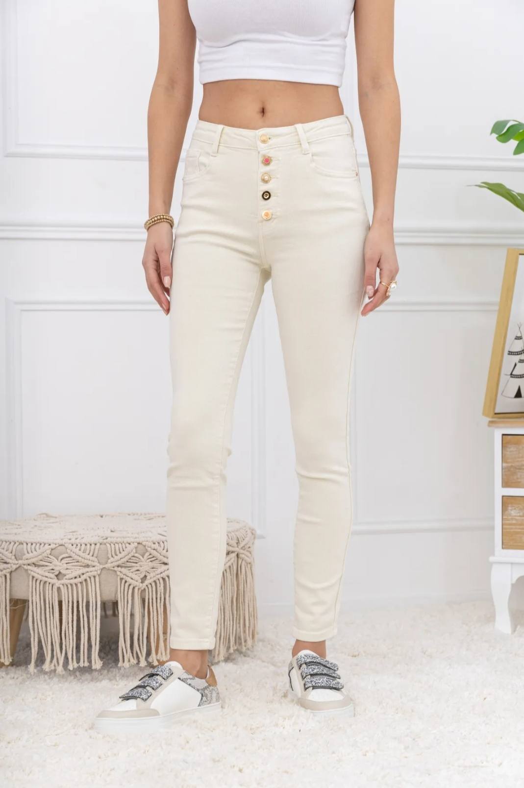 jean skinny beige