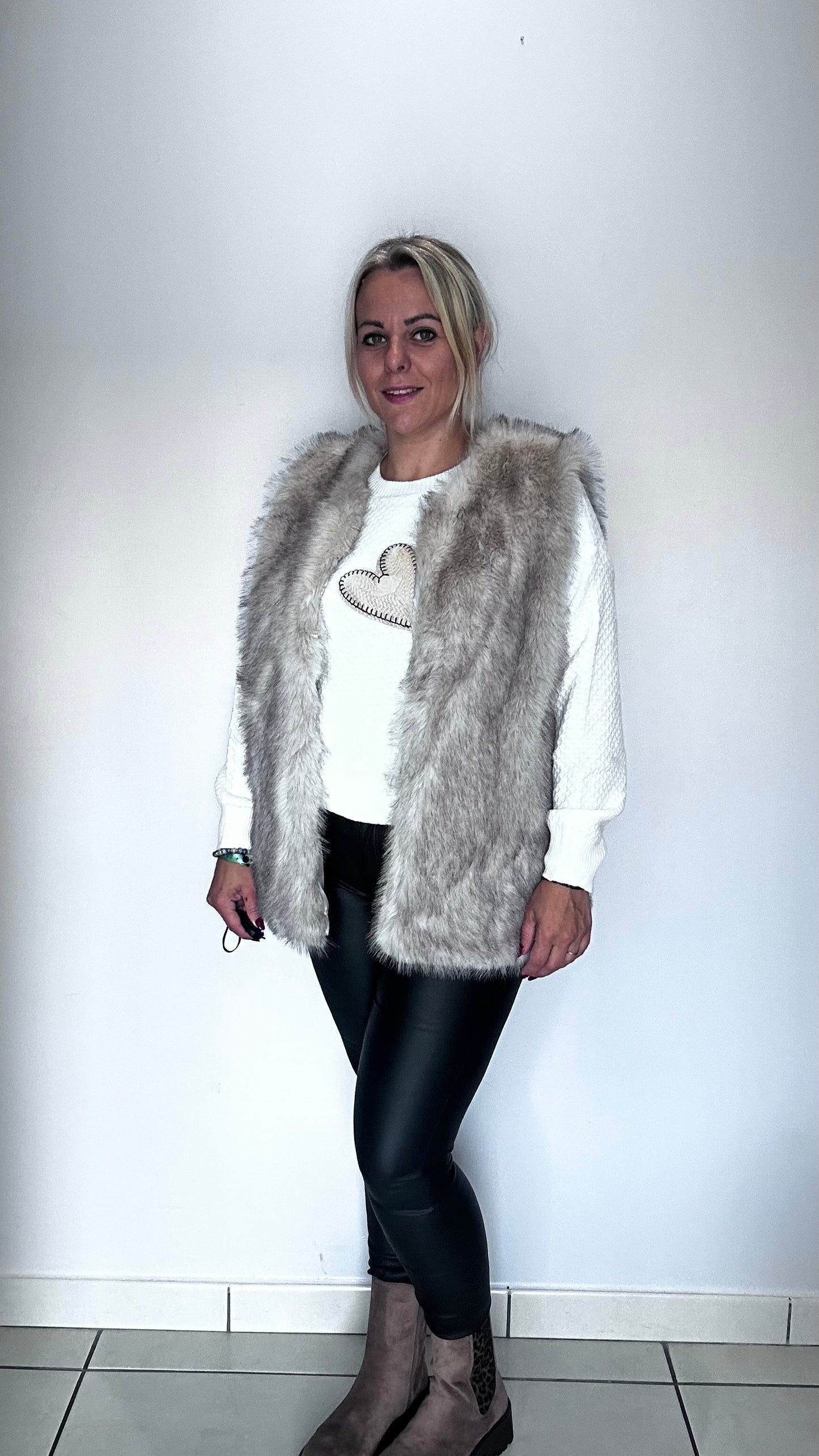 🐆 Gilet long en fausse fourrure