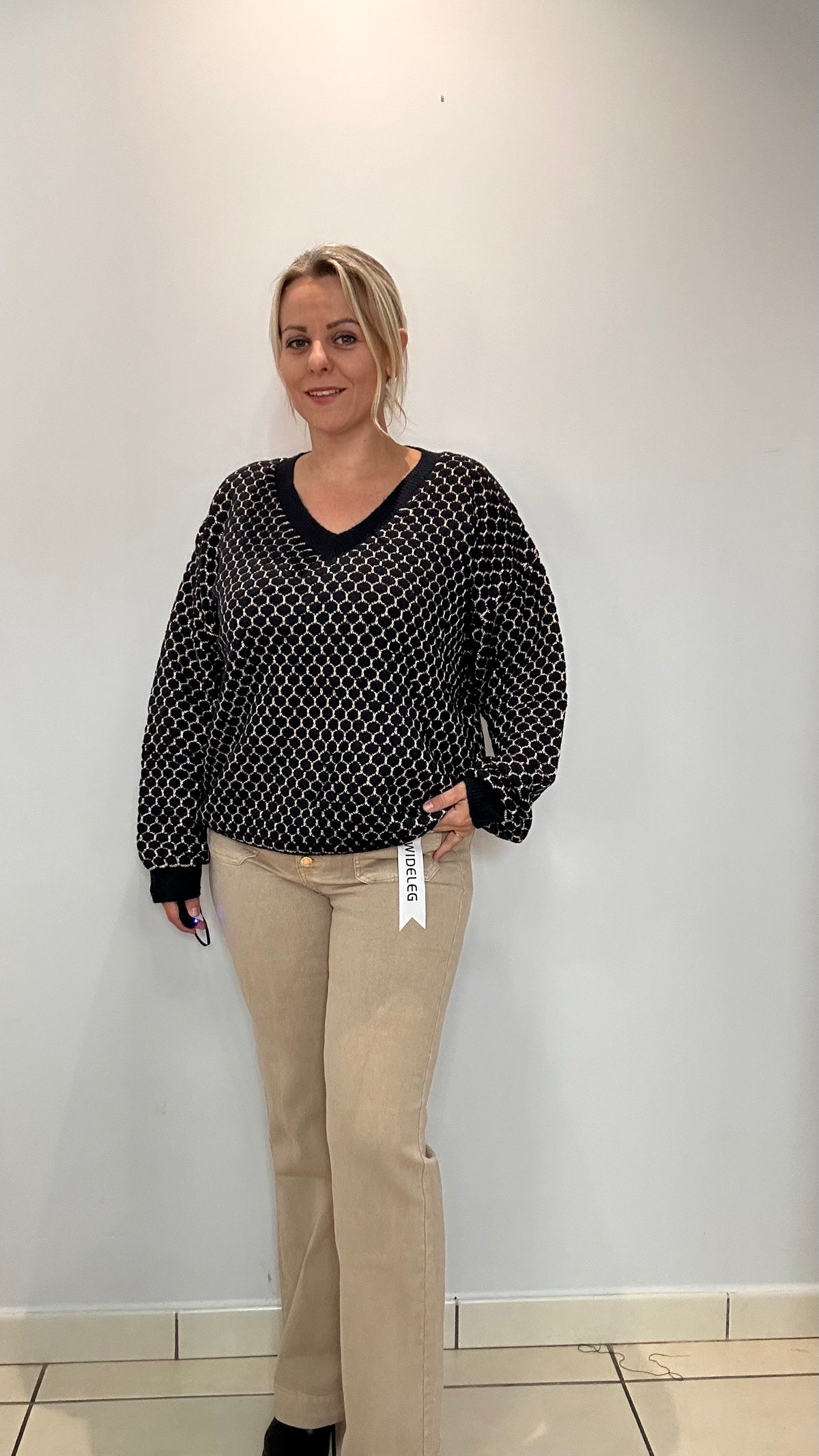 Pull Lurex bleu marine et doré ✨