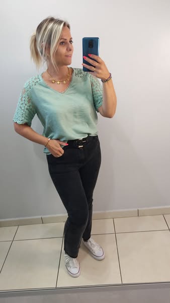 top vert dentelle