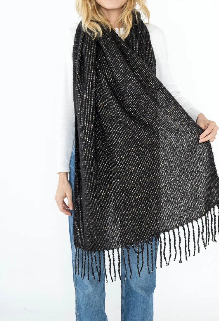 Echarpe hiver brillant avec franges