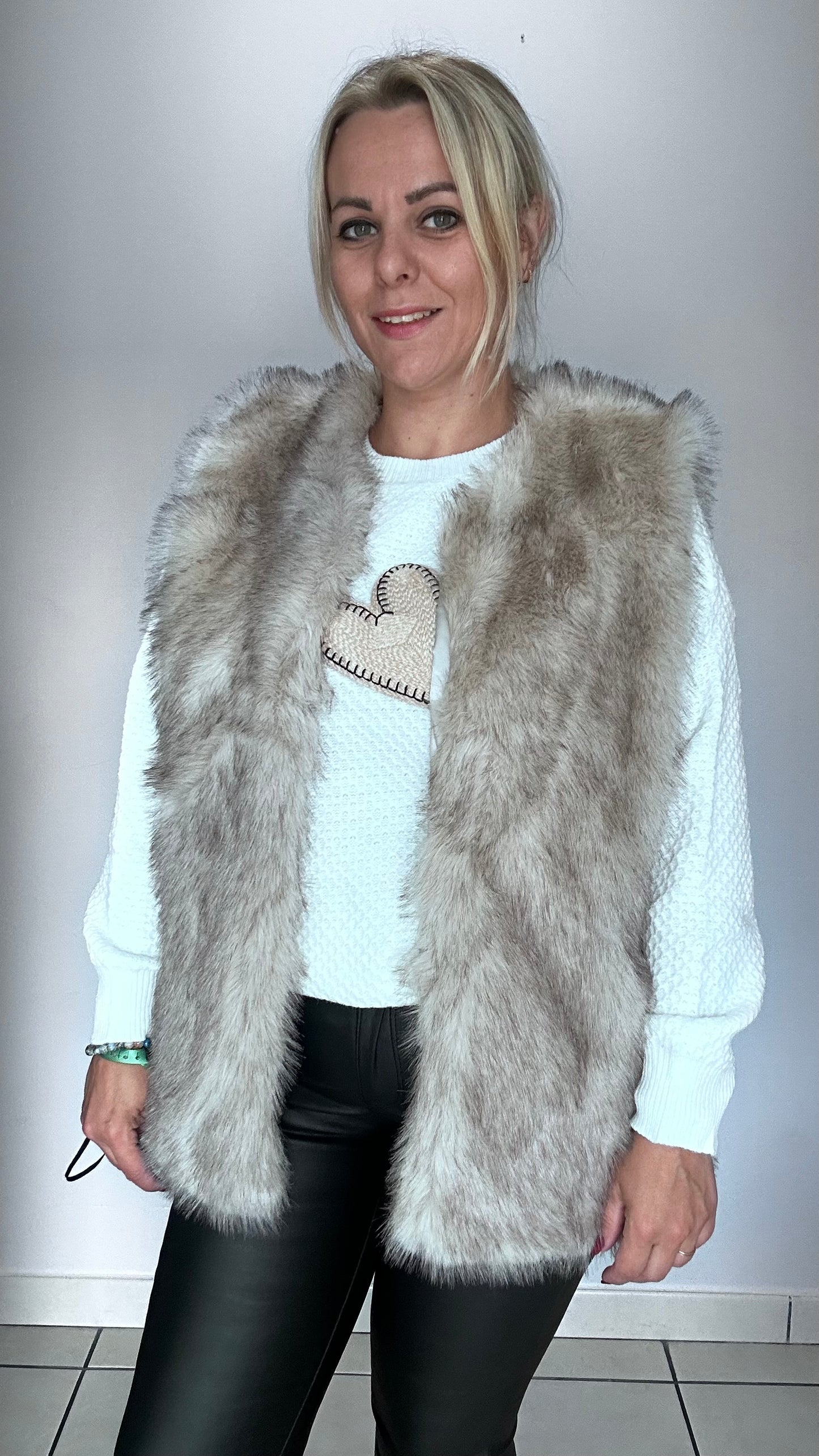 🐆 Gilet long en fausse fourrure