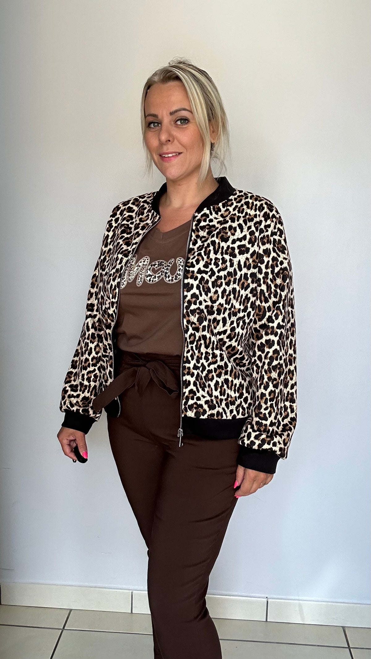 Veste zippée léopard