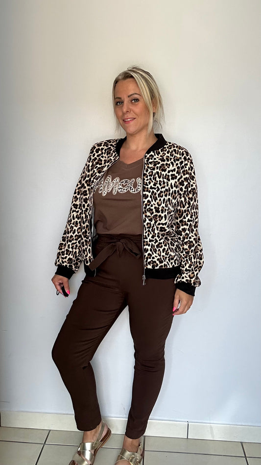 Veste zippée léopard