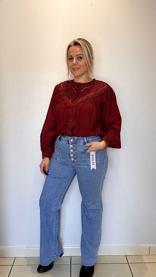 👖 Jean taille haute bleu clair