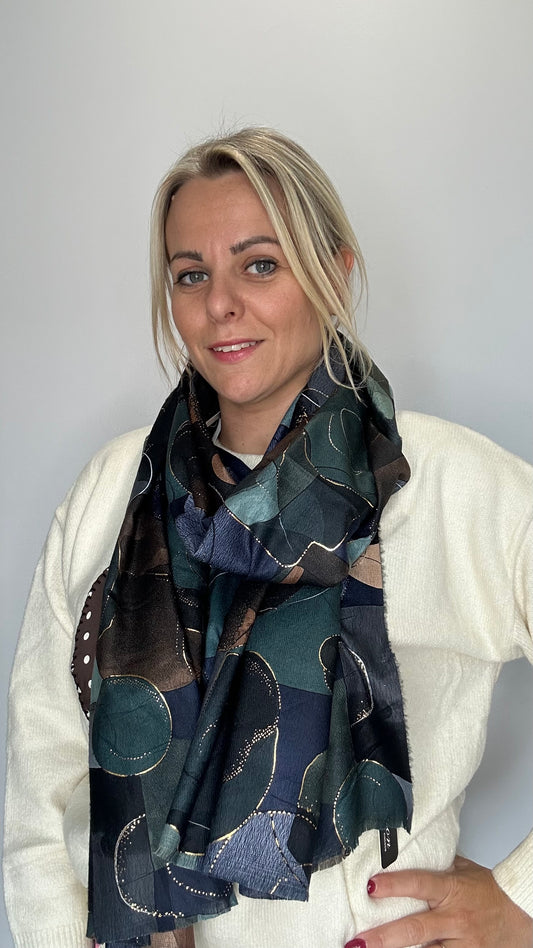 Foulard imprimé feuille avec dorure