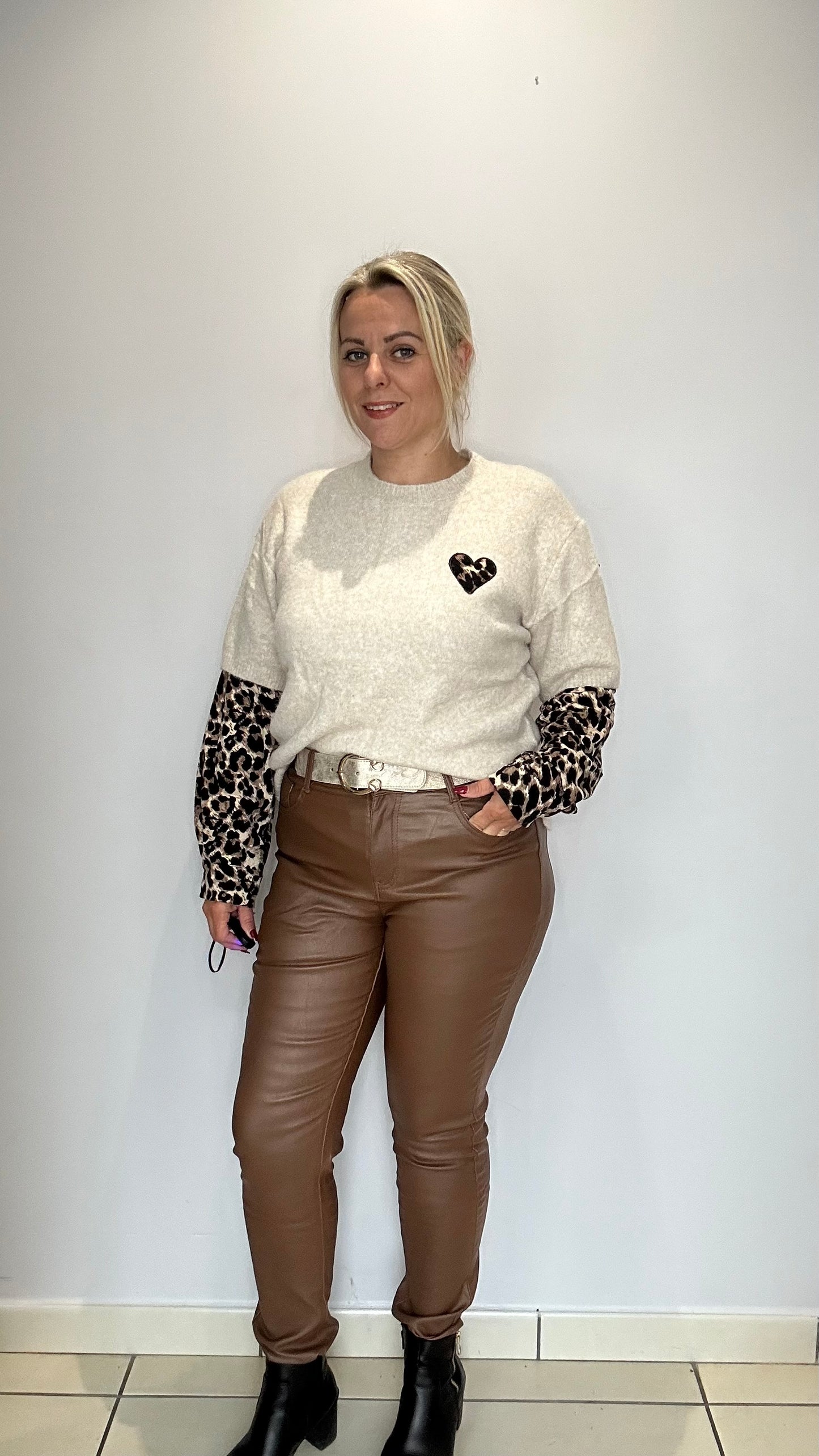 Pantalon huilé stretch marron