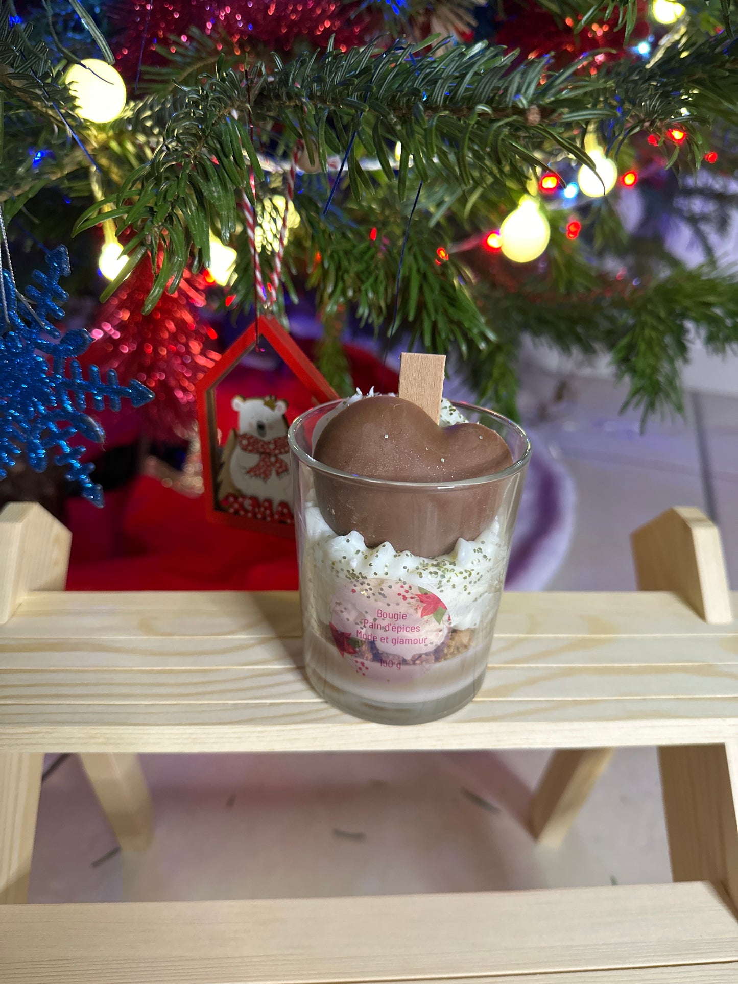 Bougie cœur parfum pain d’épice