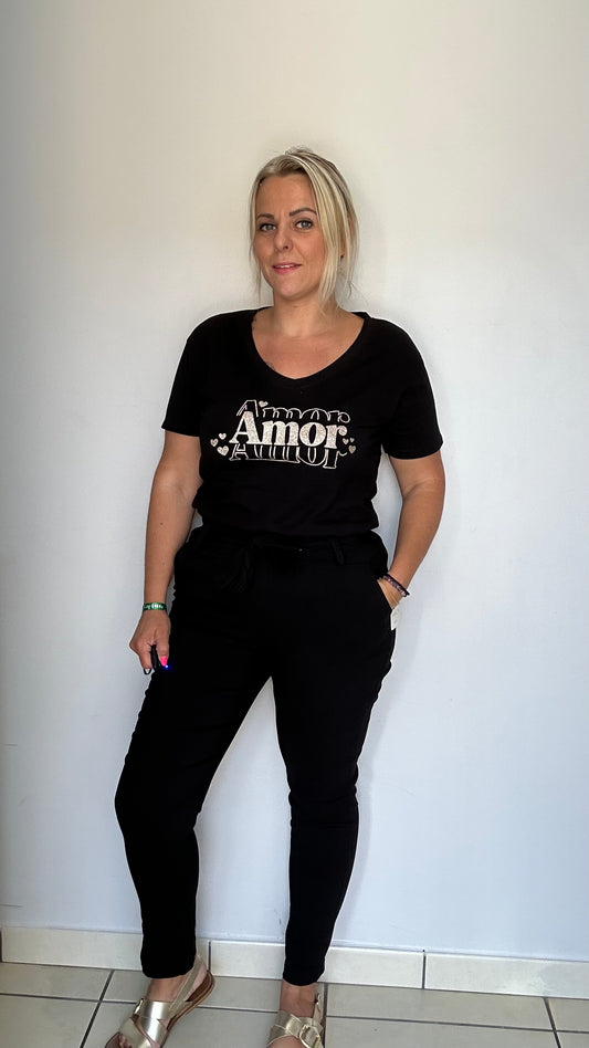 Pantalon confort taille haute – noir
