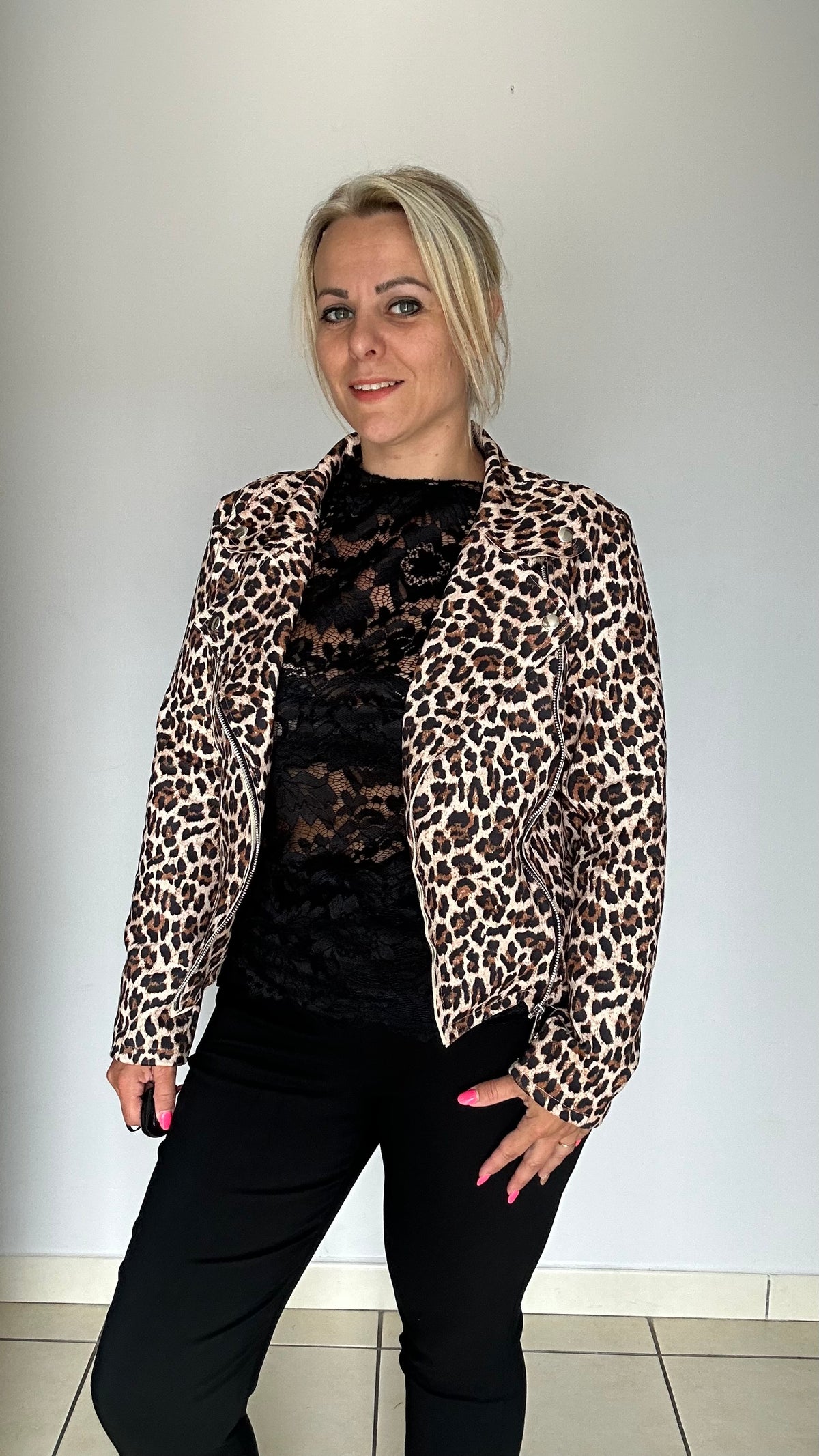 Veste suédine léopard