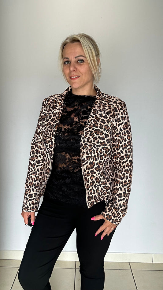Veste suédine léopard