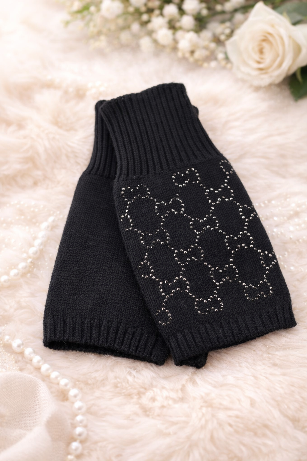 Gant mitaine avec strass