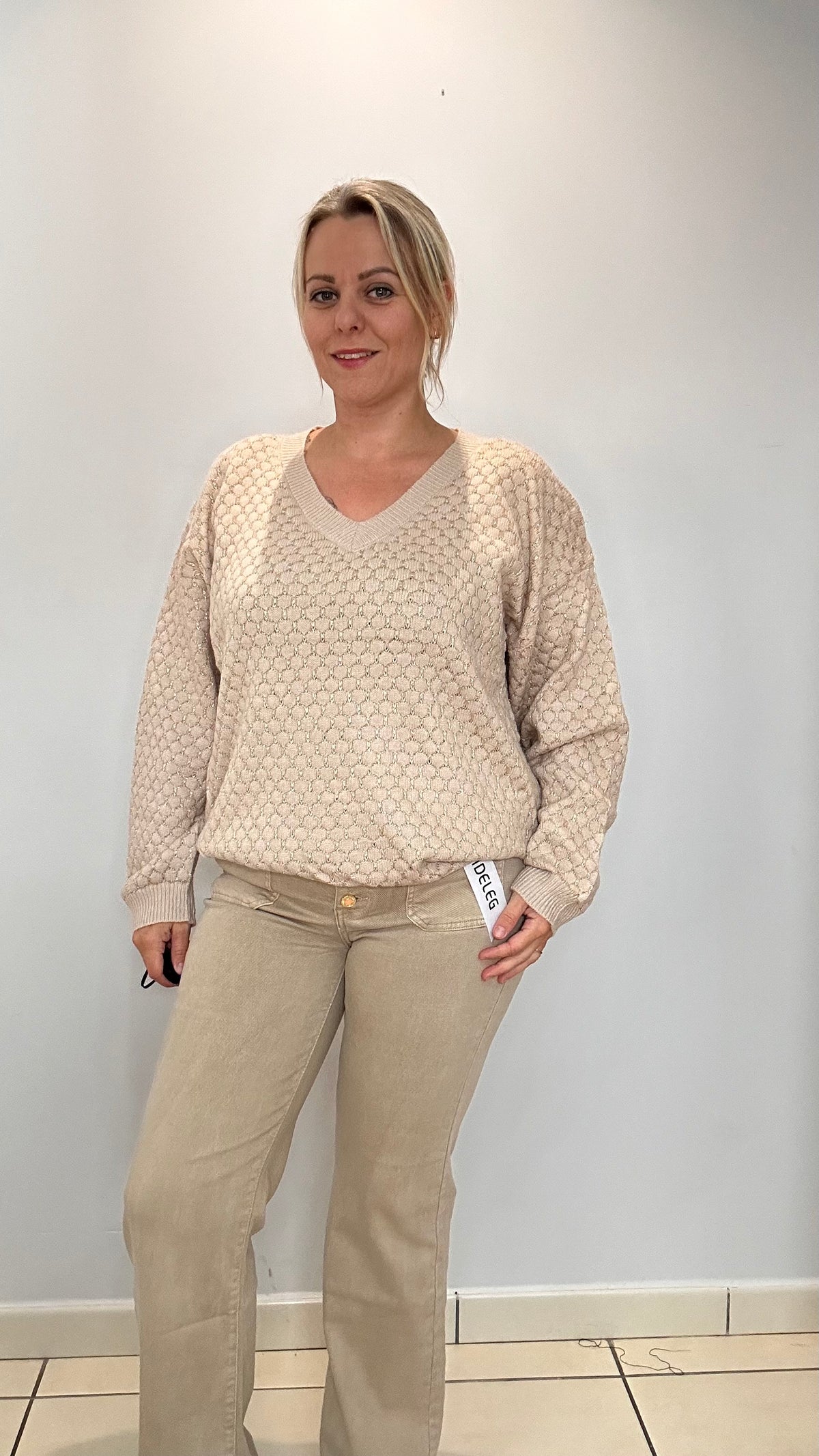 Pull Lurex beige et doré ✨