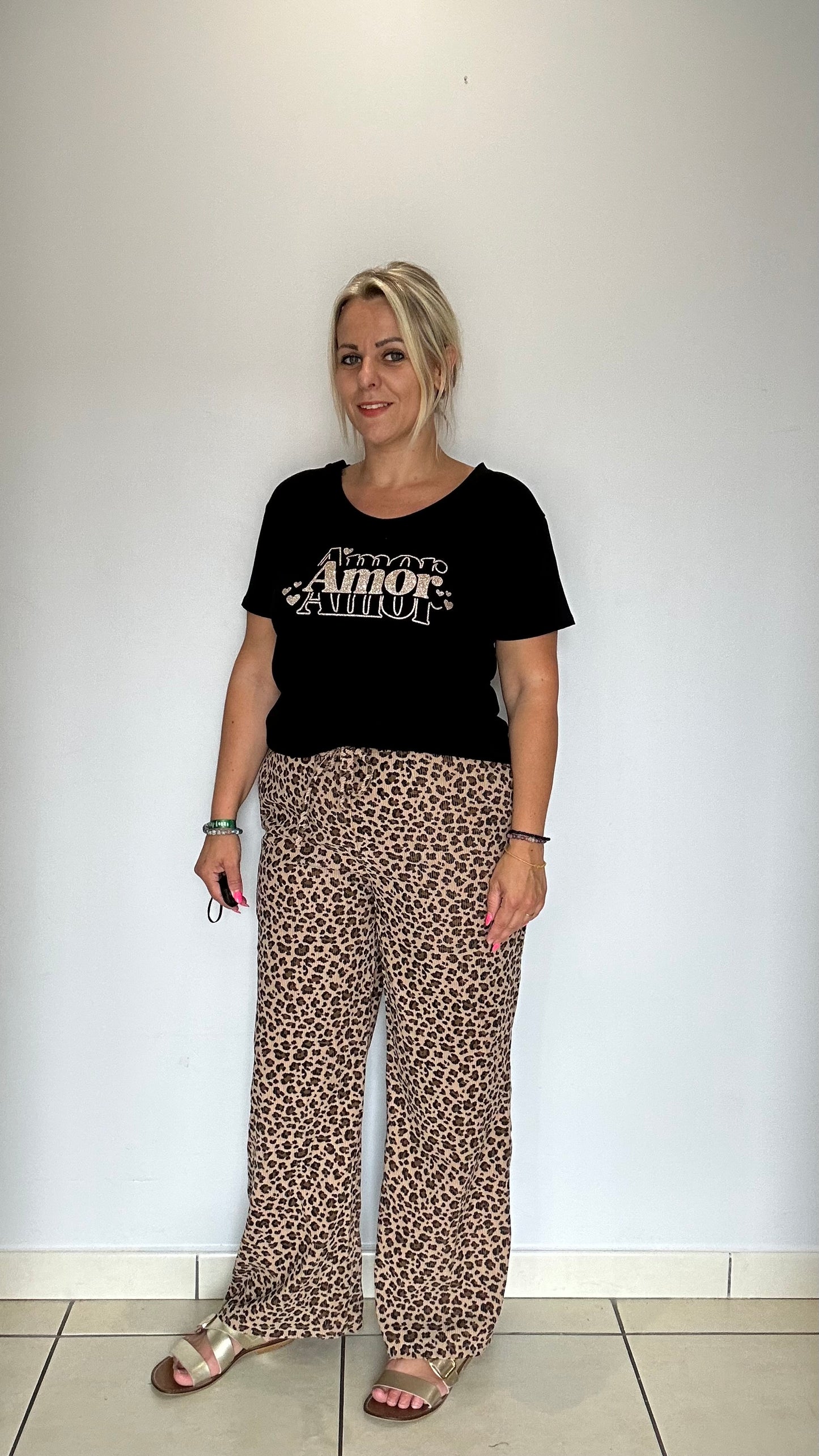 Nouveau pantalon large en velours côtelé léopard 🐆