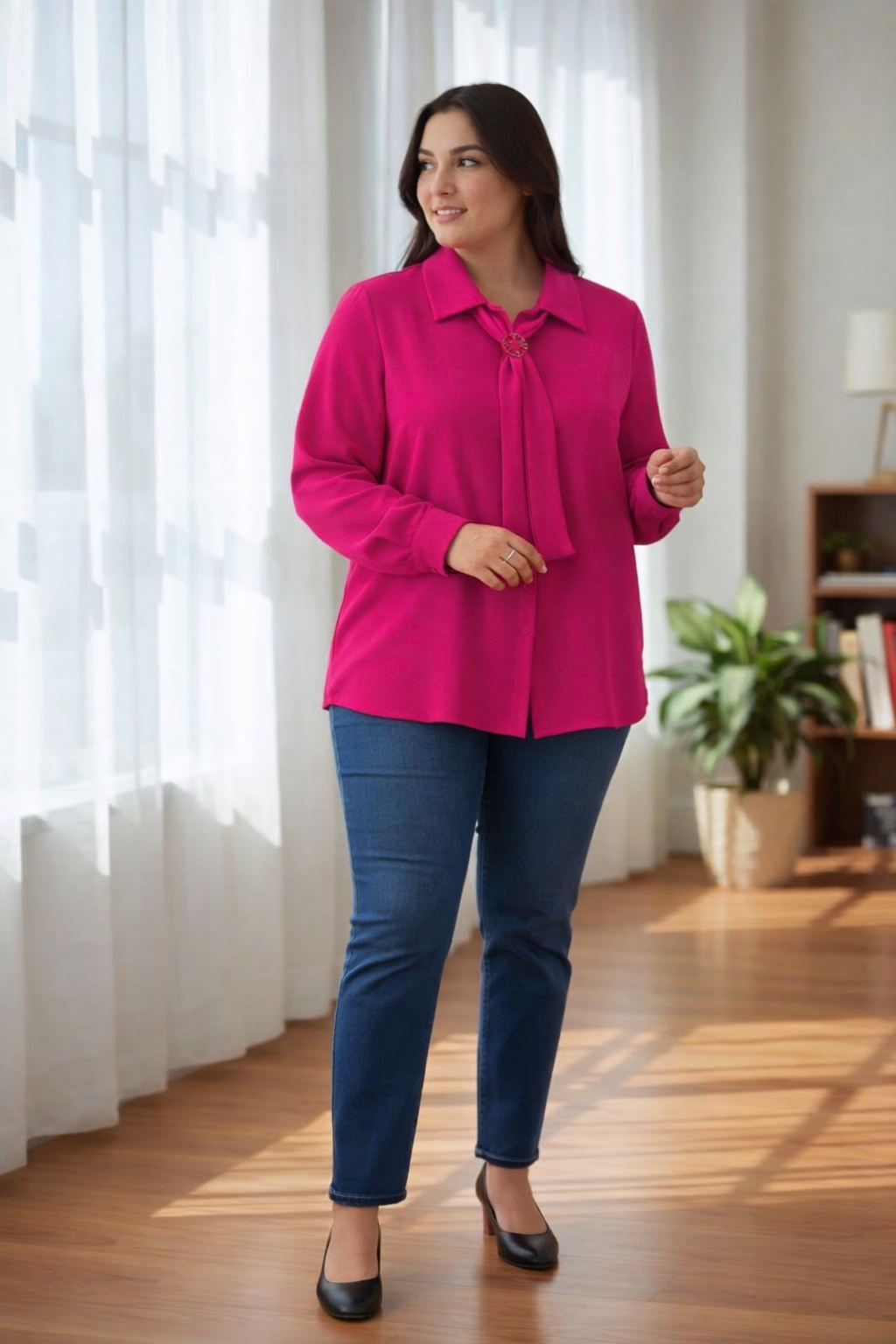 Blouse élégante fluide avec cravate