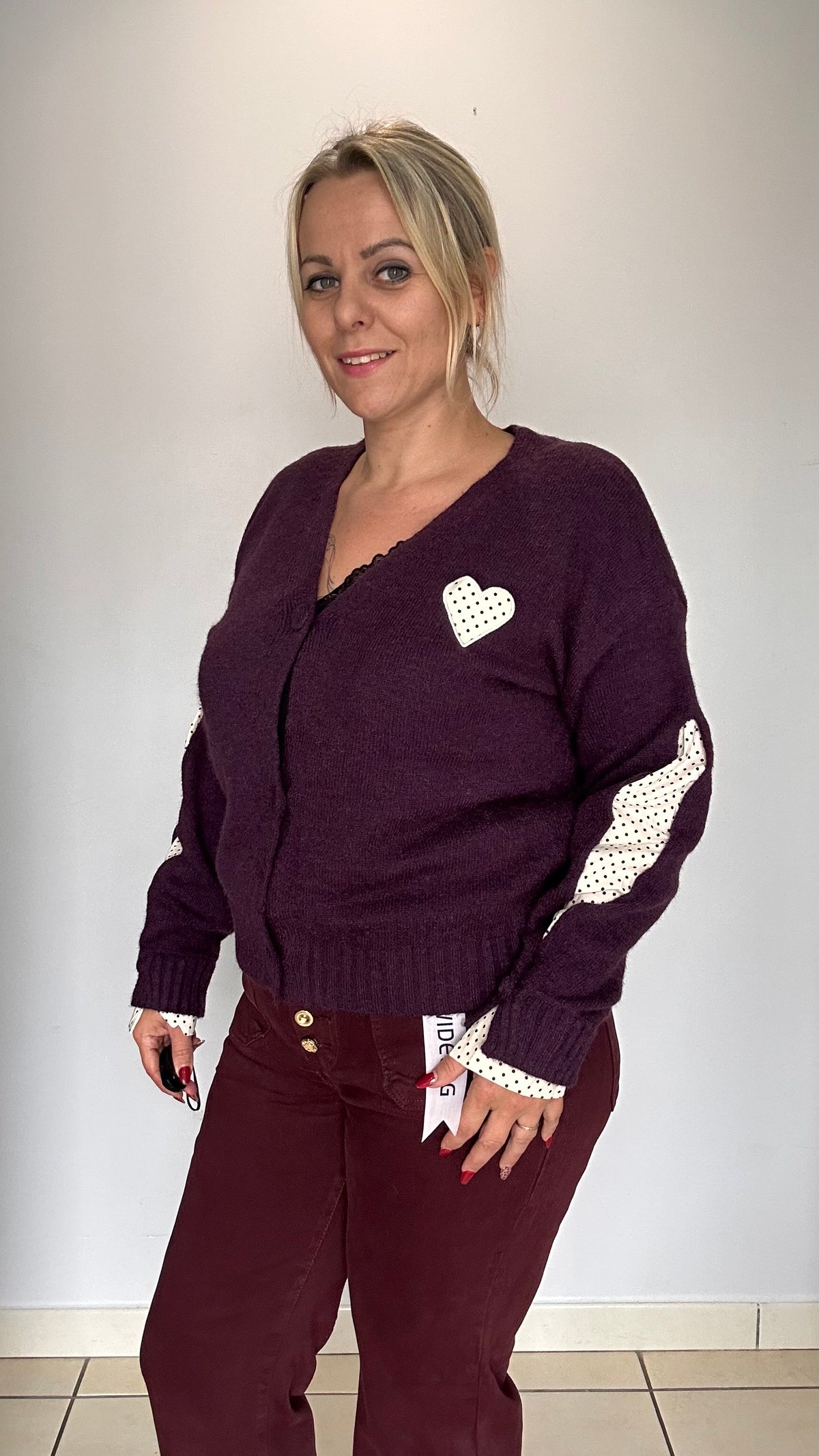 Gilet aubergine petit cœur  🤎