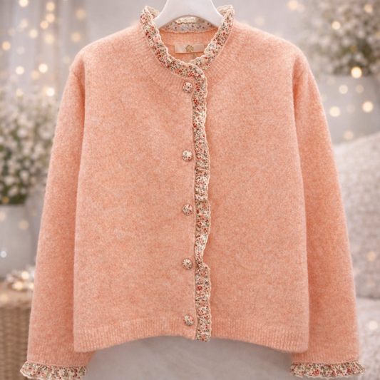 Gilet doux à finitions fleuries