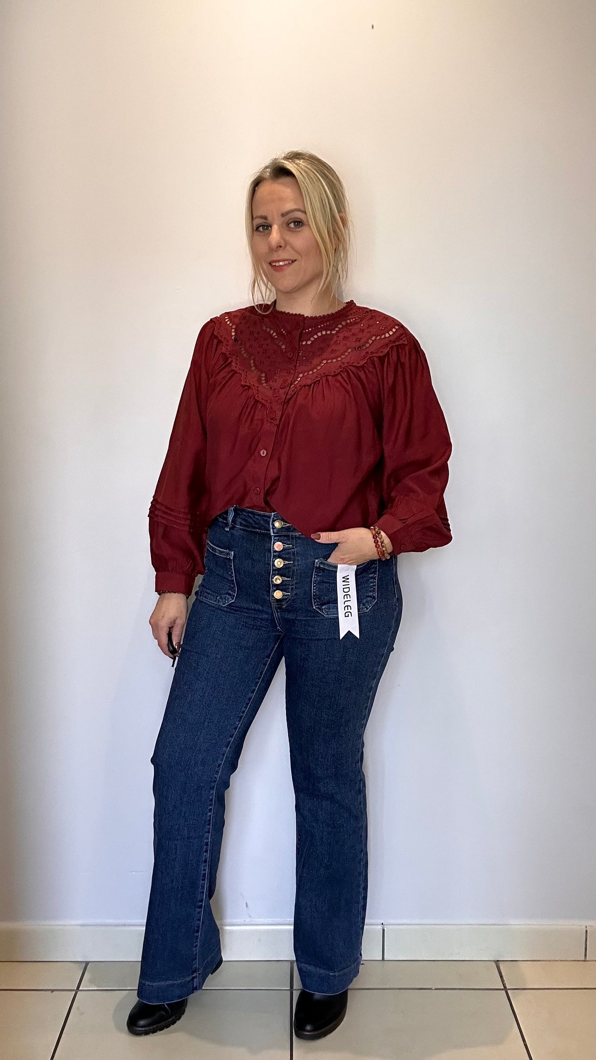 👖 Jean taille haute bleu foncé