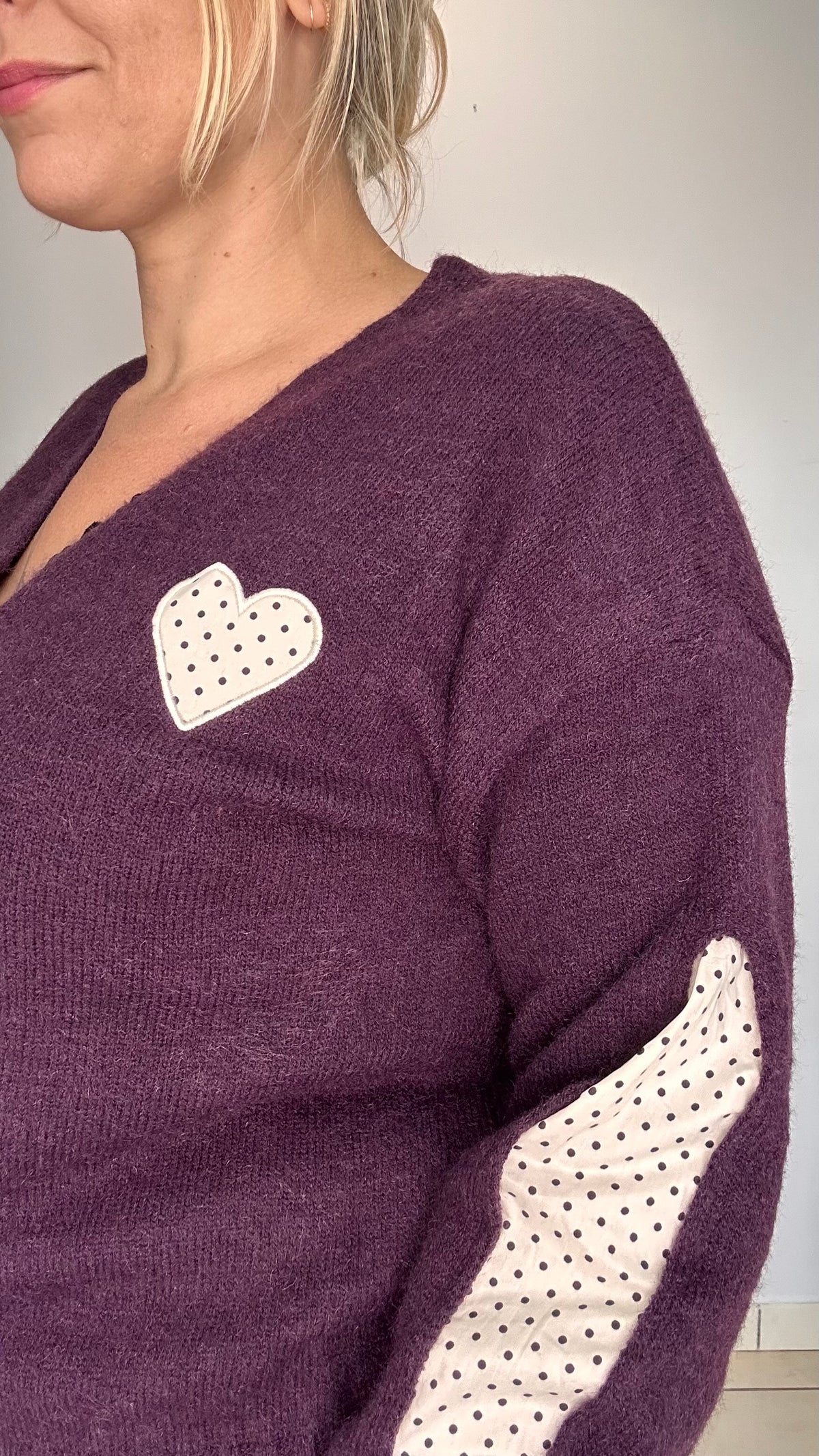Gilet aubergine petit cœur  🤎